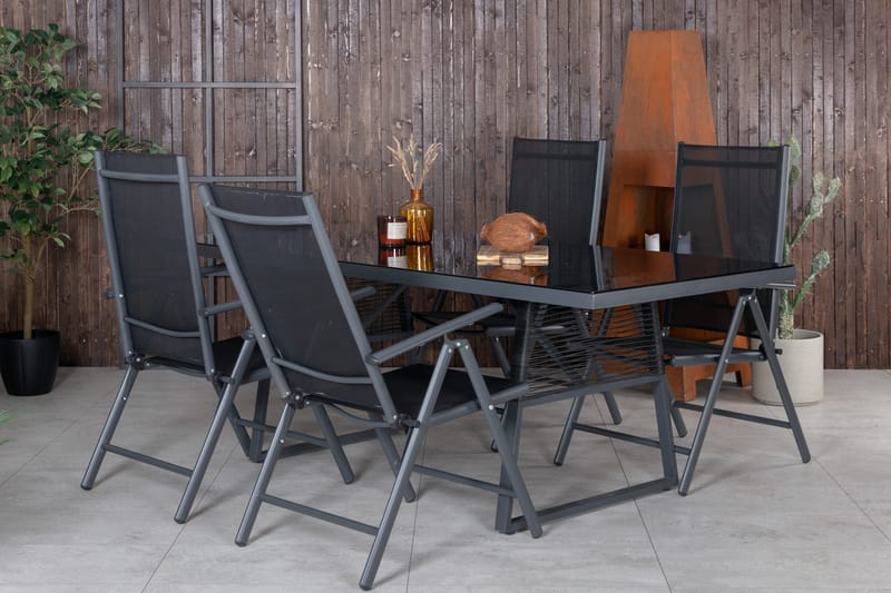 Dallas Matgrupp Utomhus 193cm + 4 Break Positionsstolar - Svart/Grå - Utemöbler - Utegrupp - Matgrupper utomhus