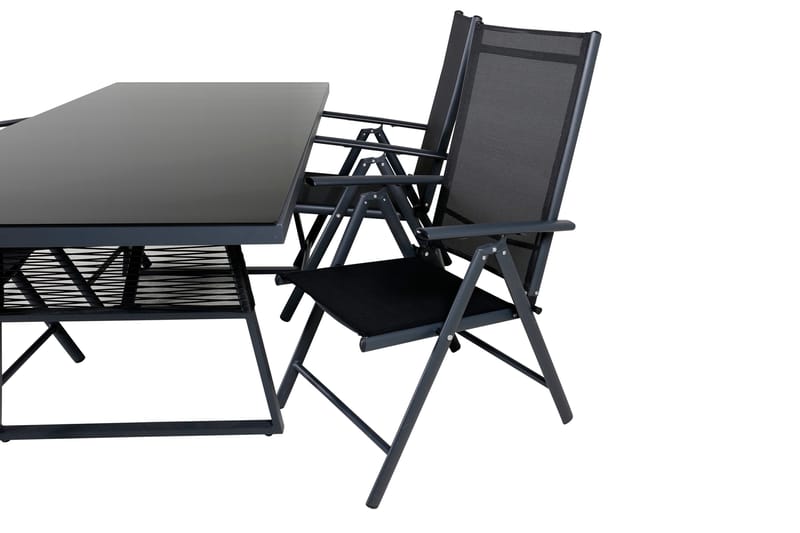 Dallas Matgrupp Utomhus 193cm + 4 Break Positionsstolar - Svart/Grå - Utemöbler - Utegrupp - Matgrupper utomhus