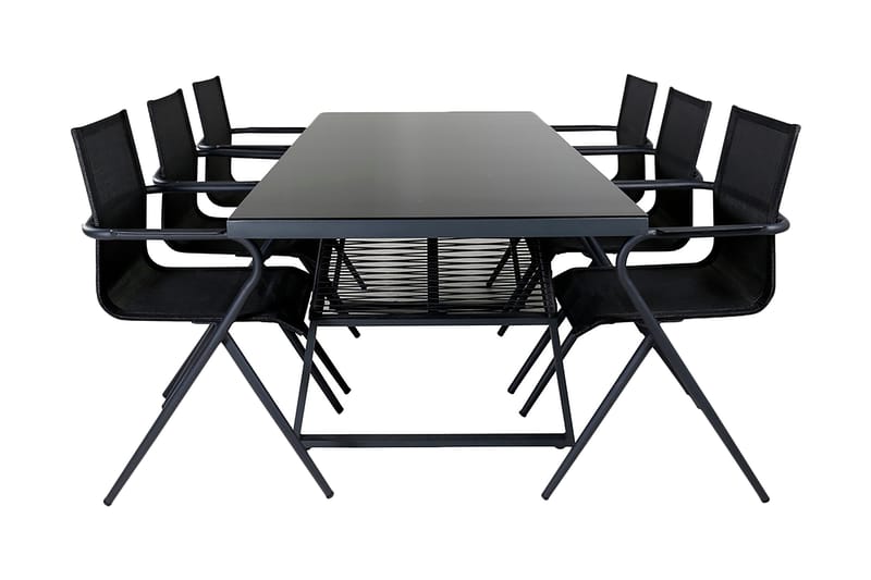 Dallas Matgrupp Utomhus 193cm + 6 Alina Matstolar, Svart/Grå