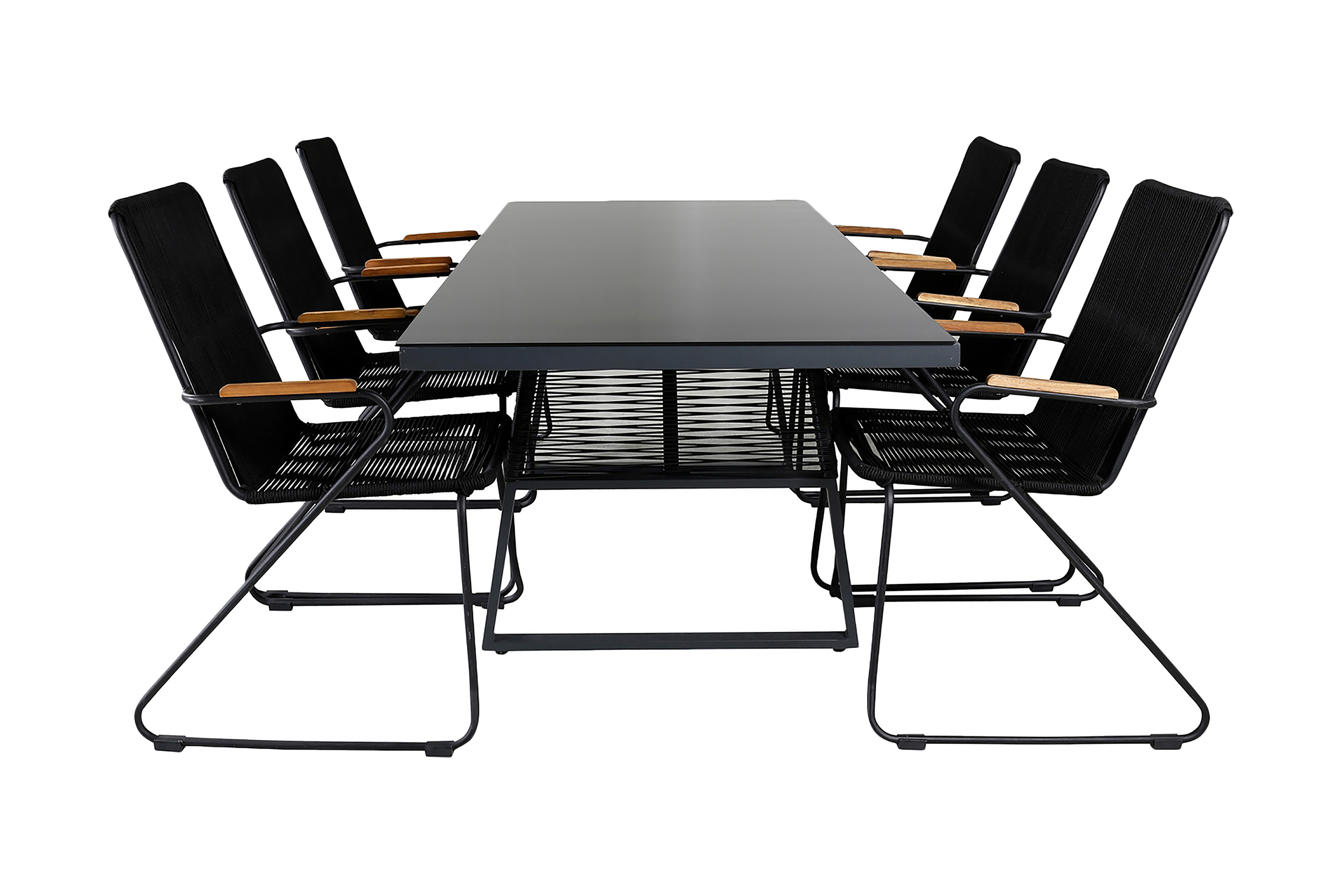dallas matgrupp utomhus 193cm + 6 bois karmstolar - svart