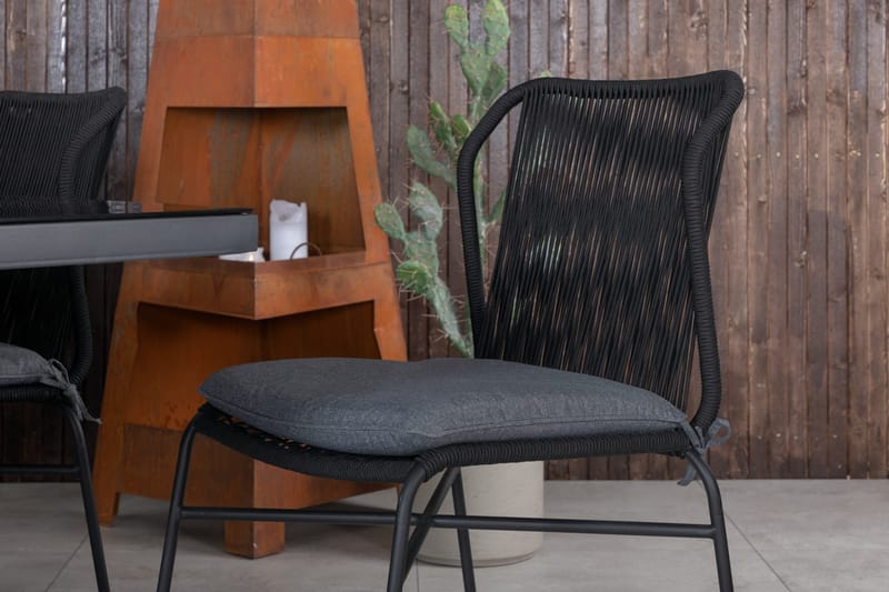 Dallas Matgrupp Utomhus 193cm + 6 Julian Matstolar - Svart - Utemöbler - Utegrupp - Matgrupper utomhus