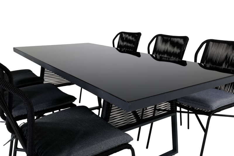 Dallas Matgrupp Utomhus 193cm + 6 Julian Matstolar - Svart - Utemöbler - Utegrupp - Matgrupper utomhus