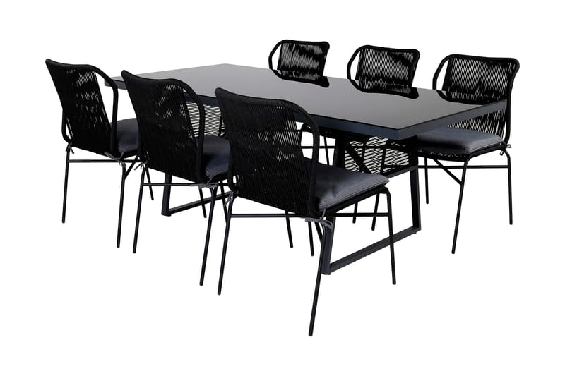 Dallas Matgrupp Utomhus 193cm + 6 Julian Matstolar - Svart - Utemöbler - Utegrupp - Matgrupper utomhus