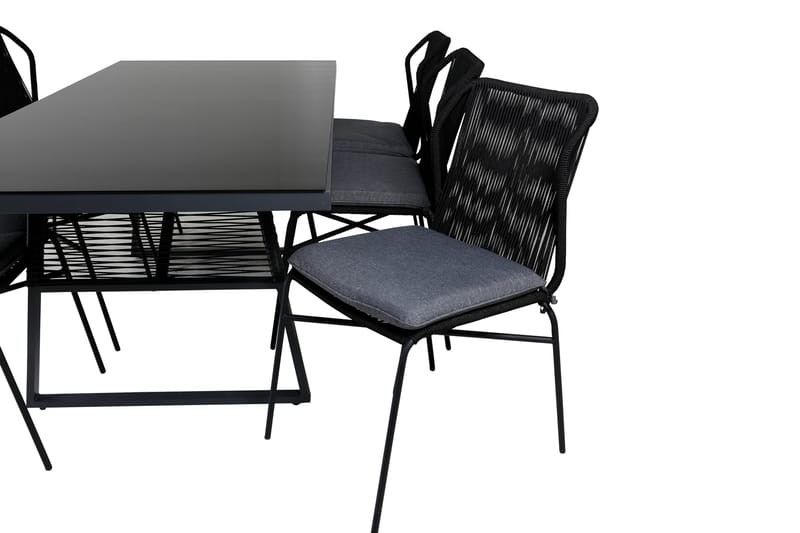 Dallas Matgrupp Utomhus 193cm + 6 Julian Matstolar - Svart - Utemöbler - Utegrupp - Matgrupper utomhus