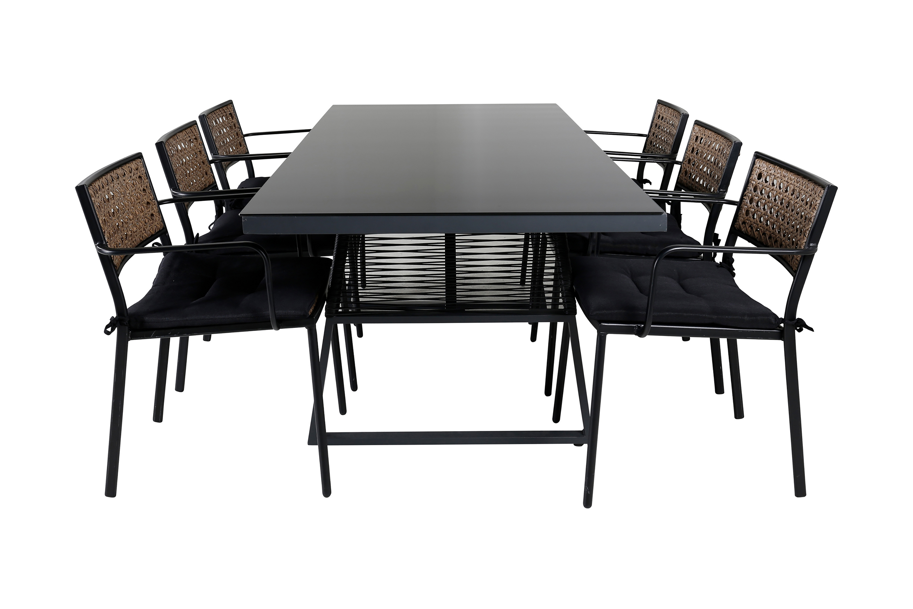dallas matgrupp utomhus 193cm + 6 paola matstolar - svart