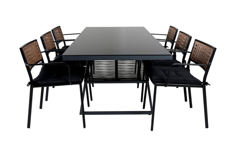 Dallas Matgrupp Utomhus 193cm + 6 Paola Matstolar, Svart