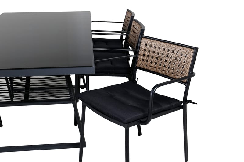 Dallas Matgrupp Utomhus 193cm + 6 Paola Matstolar - Svart - Utemöbler - Utegrupp - Matgrupper utomhus