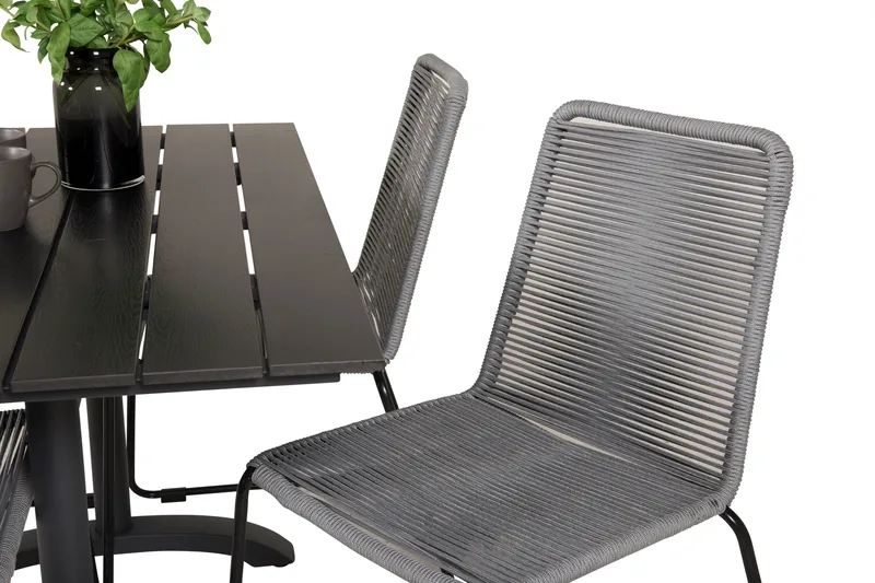 Denver Matgrupp 120 cm + 4 Lindos Matstolar Svart - Svart - Utemöbler - Utegrupp - Matgrupper utomhus