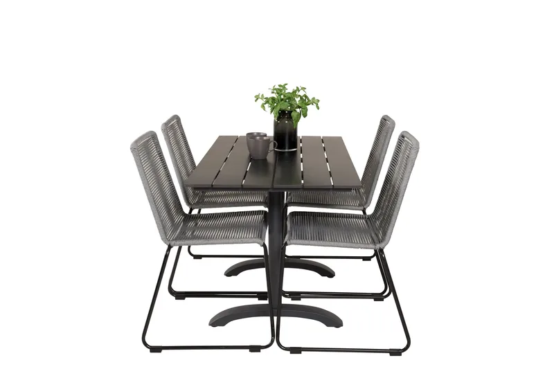 Denver Matgrupp 120 cm + 4 Lindos Matstolar Svart - Svart - Utemöbler - Utegrupp - Matgrupper utomhus