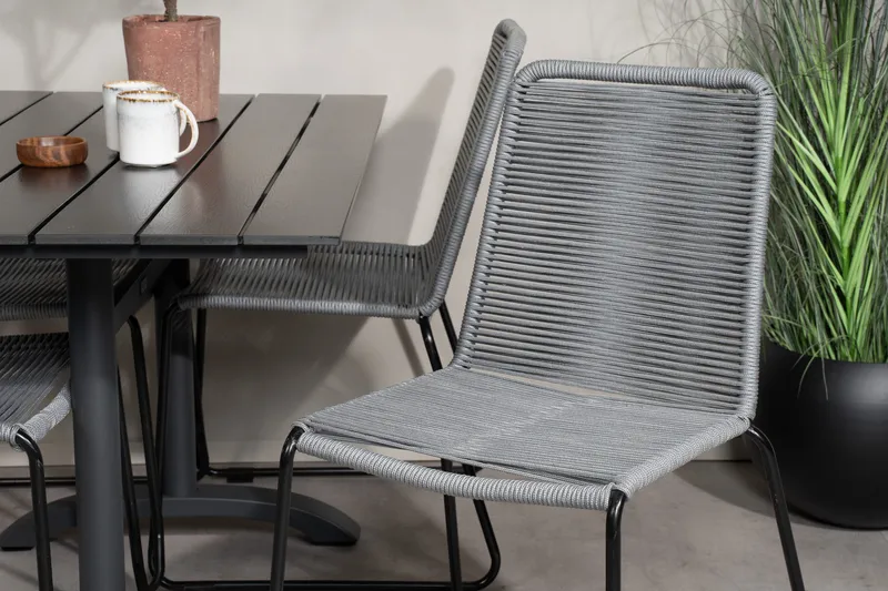 Denver Matgrupp 120 cm + 4 Lindos Matstolar Svart - Svart - Utemöbler - Utegrupp - Matgrupper utomhus