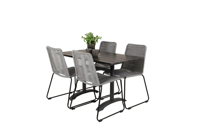 Denver Matgrupp 120 cm + 4 Lindos Matstolar Svart - Svart - Utemöbler - Utegrupp - Matgrupper utomhus