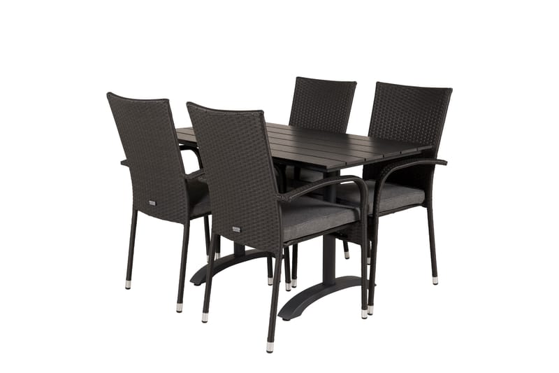 Denver Matgrupp Utomhus 120 cm + 4 Anna Karmstolar - Svart - Utemöbler - Utegrupp - Matgrupper utomhus