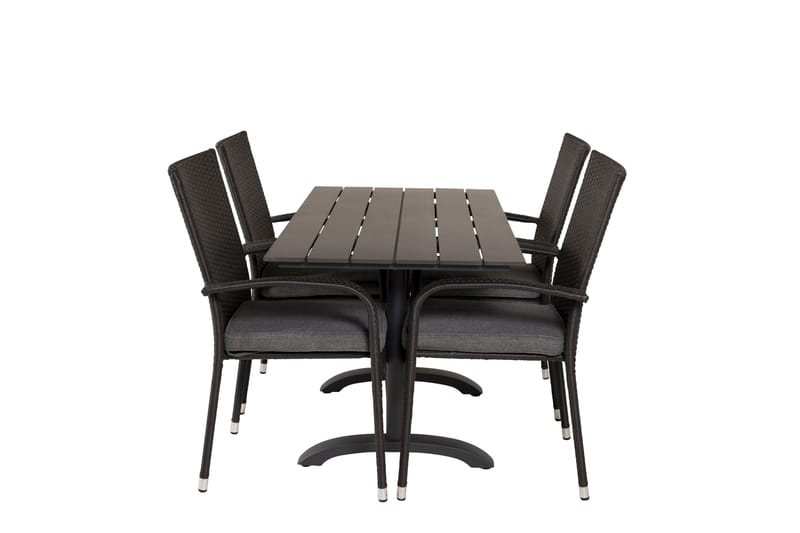 Denver Matgrupp Utomhus 120 cm + 4 Anna Karmstolar - Svart - Utemöbler - Utegrupp - Matgrupper utomhus
