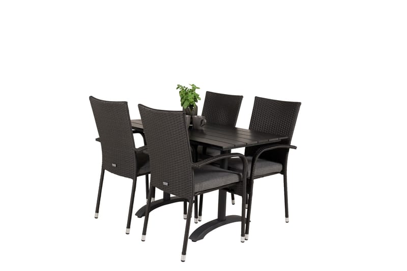 Denver Matgrupp Utomhus 120 cm + 4 Anna Karmstolar - Svart - Utemöbler - Utegrupp - Matgrupper utomhus