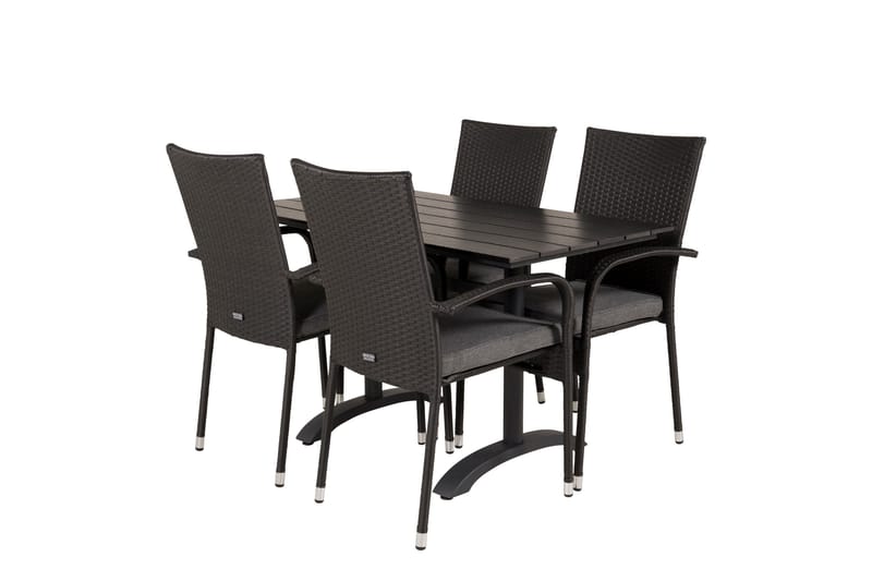Denver Matgrupp Utomhus 120 cm + 4 Anna Karmstolar - Svart - Utemöbler - Utegrupp - Matgrupper utomhus