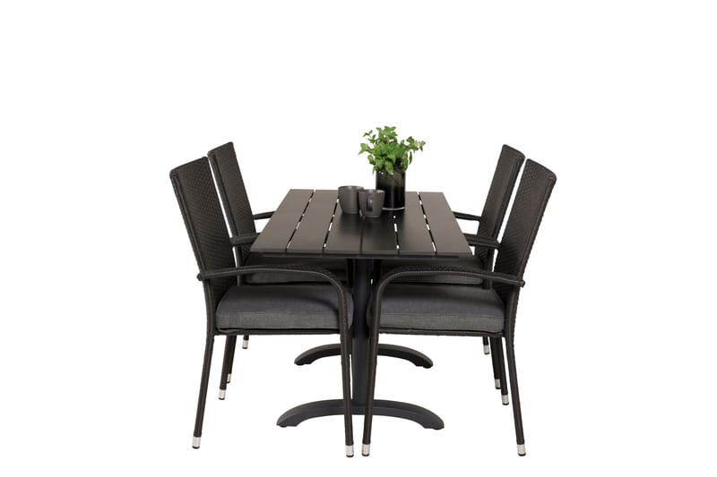 Denver Matgrupp Utomhus 120 cm + 4 Anna Karmstolar - Svart - Utemöbler - Utegrupp - Matgrupper utomhus