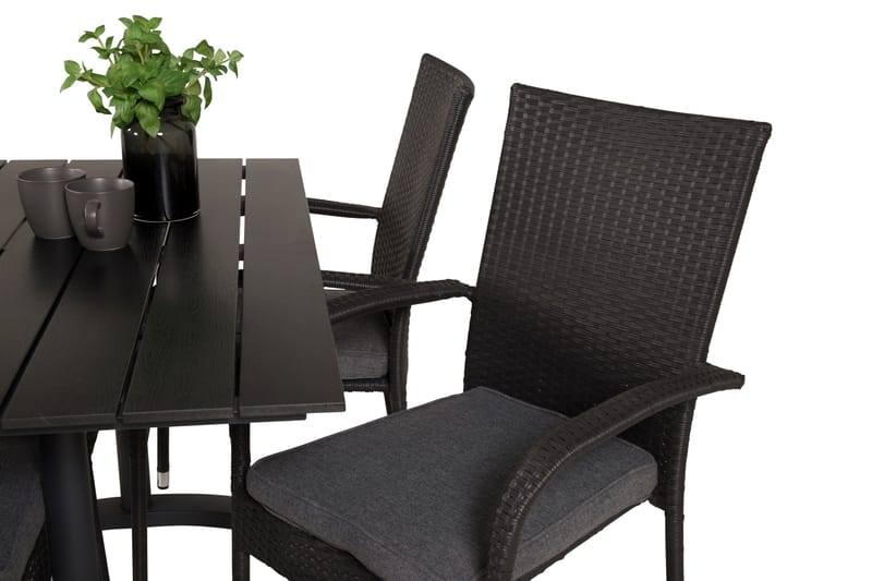 Denver Matgrupp Utomhus 120 cm + 4 Anna Karmstolar - Svart - Utemöbler - Utegrupp - Matgrupper utomhus