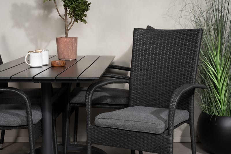 Denver Matgrupp Utomhus 120 cm + 4 Anna Karmstolar - Svart - Utemöbler - Utegrupp - Matgrupper utomhus