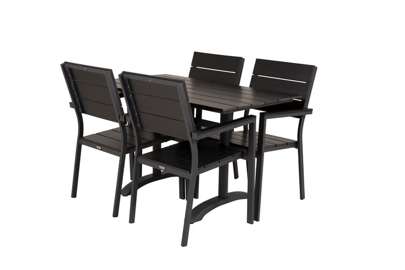 Denver Matgrupp Utomhus 120 cm + 4 Levels Matstolar - Svart/Mörkgrå - Utemöbler - Utegrupp - Matgrupper utomhus