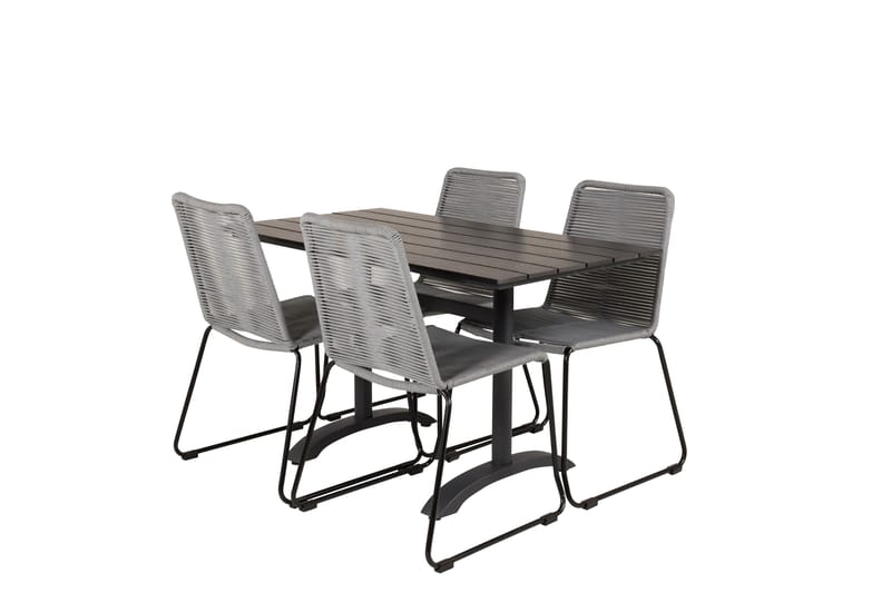 Denver Matgrupp Utomhus 120 cm + 4 Lindos Matstolar - Svart - Utemöbler - Utegrupp - Matgrupper utomhus