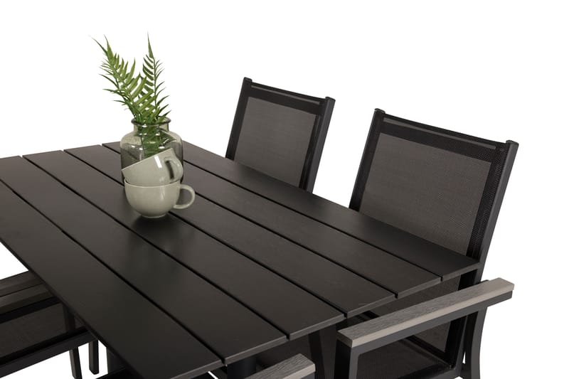 Denver Matgrupp Utomhus 120 cm + 4 Parma Karmstolar - Svart - Utemöbler - Utegrupp - Matgrupper utomhus