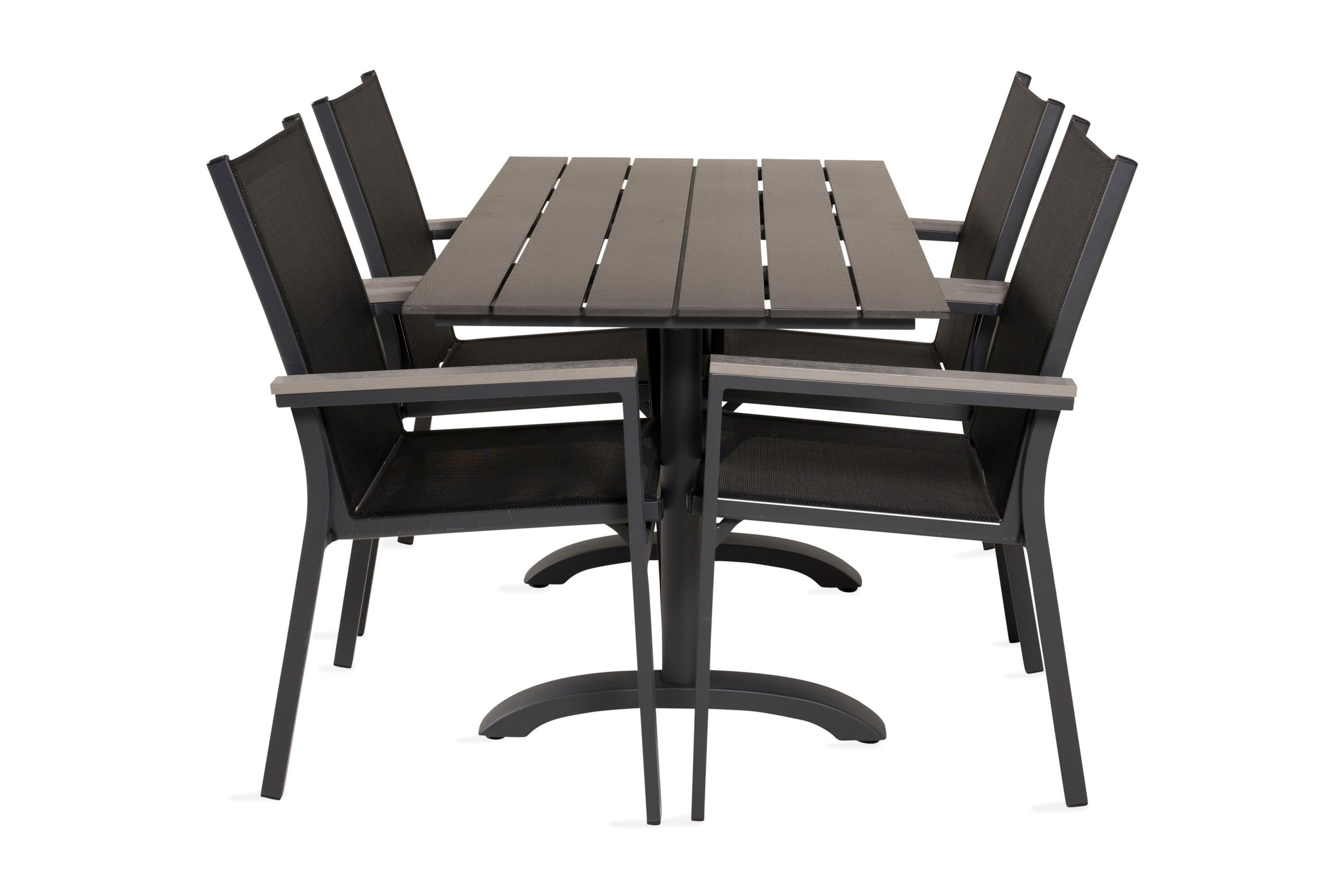 denver matgrupp utomhus 120 cm + 4 parma karmstolar - svart