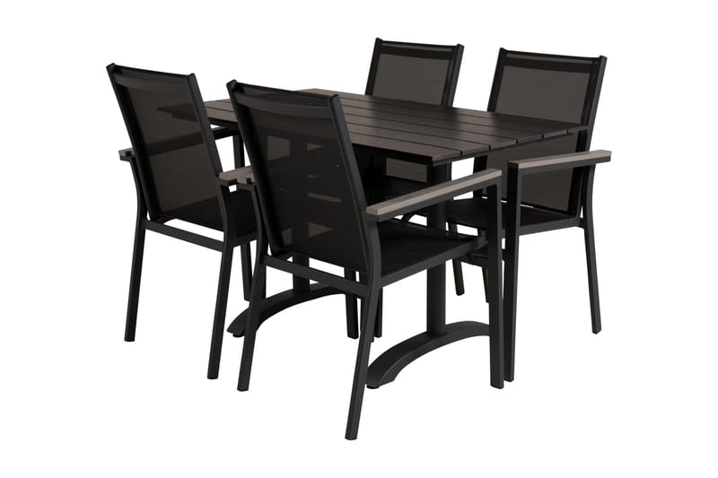 Denver Matgrupp Utomhus 120 cm + 4 Parma Karmstolar - Svart - Utemöbler - Utegrupp - Matgrupper utomhus