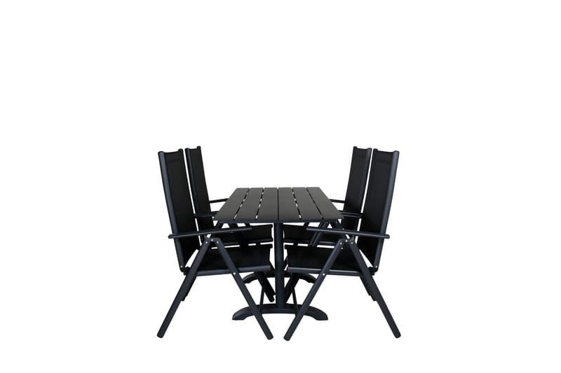 Denver Matgrupp Utomhus 120cm + 4 Break Positionsstolar Svart - Venture Home - Utemöbler - Utegrupp - Matgrupper utomhus