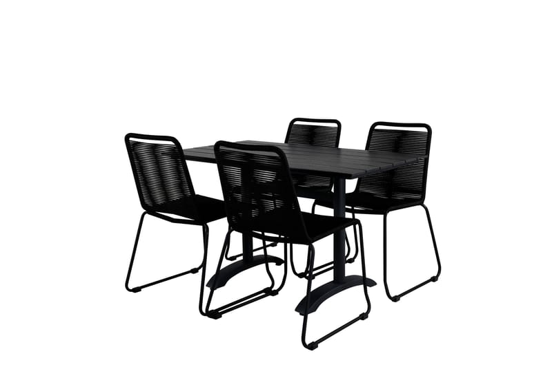 Denver Matgrupp Utomhus 120cm + 4 Lindos Stapelbara Matstolar - Vit - Utemöbler - Utegrupp - Matgrupper utomhus