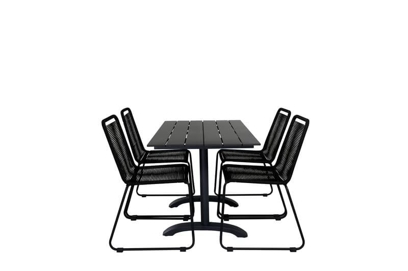 Denver Matgrupp Utomhus 120cm + 4 Lindos Stapelbara Matstolar - Vit - Utemöbler - Utegrupp - Matgrupper utomhus
