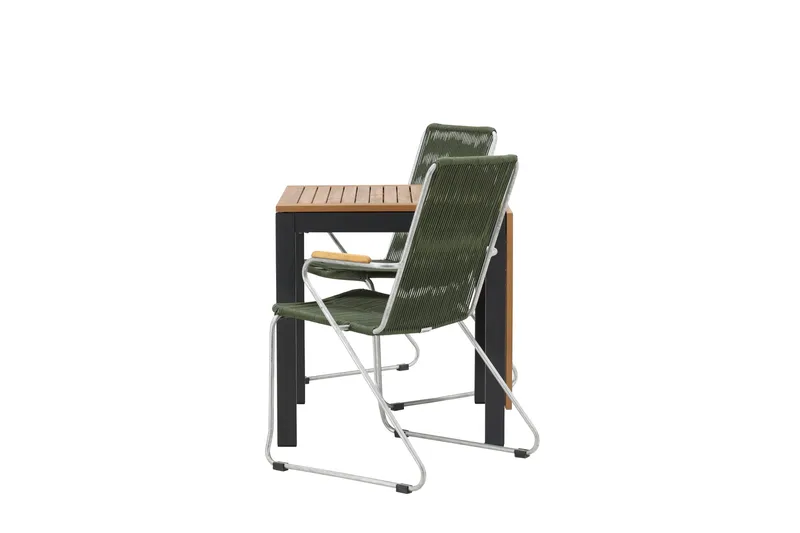 Diego Matgrupp 70 cm + 2 st Bois Karmstolar Grön/Brun - Grön/Brun - Utemöbler - Utegrupp - Matgrupper utomhus