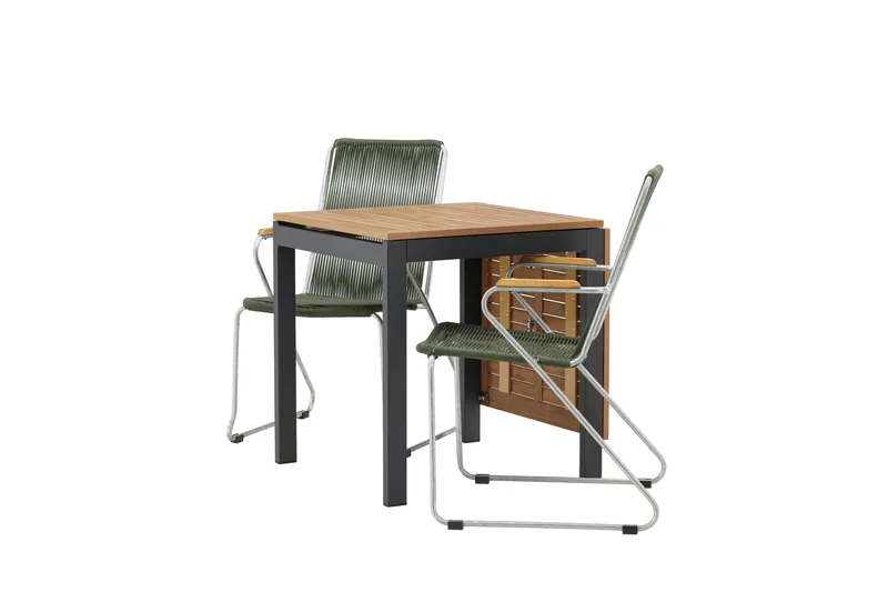 Diego Matgrupp 70 cm + 2 st Bois Karmstolar Grön/Brun - Grön/Brun - Utemöbler - Utegrupp - Matgrupper utomhus