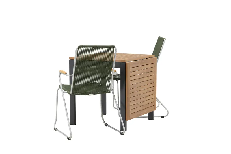 Diego Matgrupp 70 cm + 2 st Bois Karmstolar Grön/Brun - Grön/Brun - Utemöbler - Utegrupp - Matgrupper utomhus