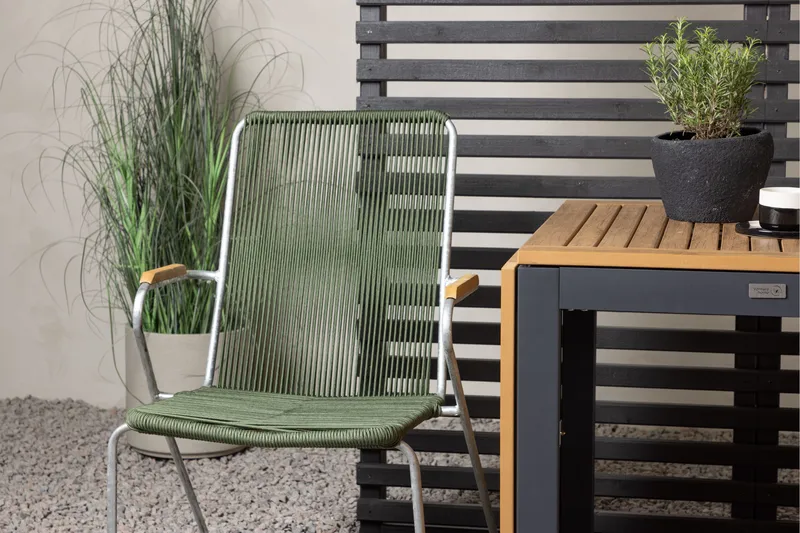 Diego Matgrupp 70 cm + 2 st Bois Karmstolar Grön/Brun - Grön/Brun - Utemöbler - Utegrupp - Matgrupper utomhus