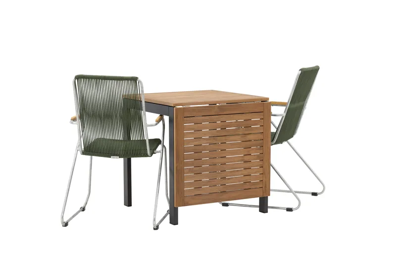 Diego Matgrupp 70 cm + 2 st Bois Karmstolar Grön/Brun - Grön/Brun - Utemöbler - Utegrupp - Matgrupper utomhus