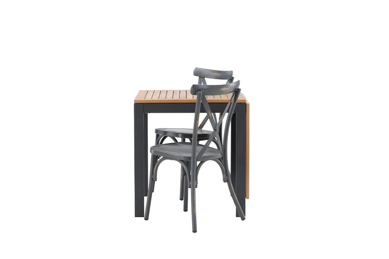 Diego Matgrupp 70 cm + 2 st Tablas Matstolar Mörkgrå/Brun - Brun/Mörkgrå - Utemöbler - Utegrupp - Matgrupper utomhus