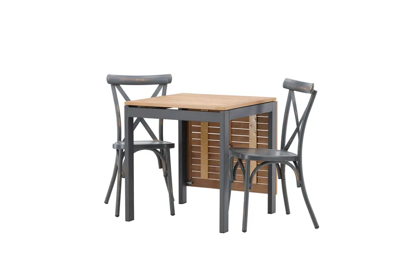 Diego Matgrupp 70 cm + 2 st Tablas Matstolar Mörkgrå/Brun - Brun/Mörkgrå - Utemöbler - Utegrupp - Matgrupper utomhus