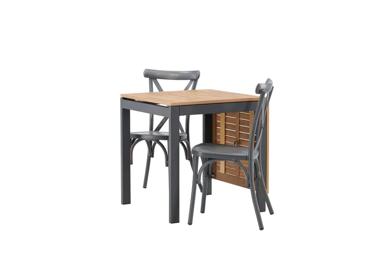 Diego Matgrupp 70 cm + 2 st Tablas Matstolar Mörkgrå/Brun - Brun/Mörkgrå - Utemöbler - Utegrupp - Matgrupper utomhus