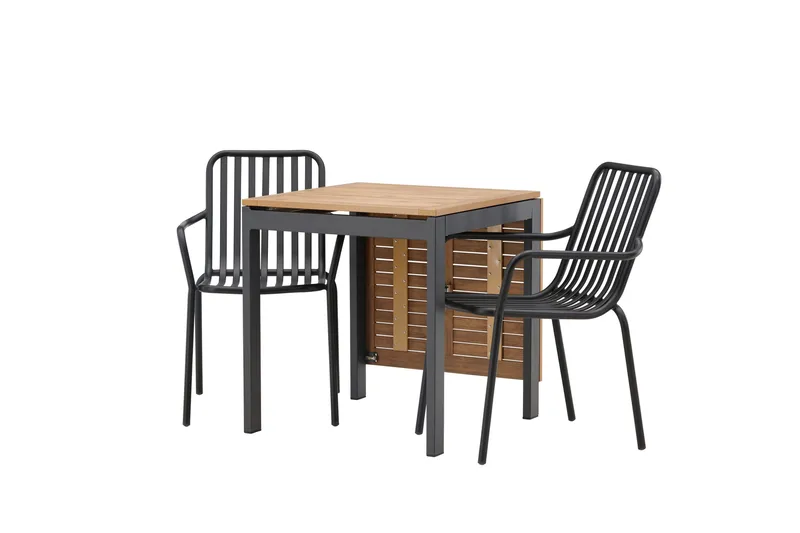 Diego Matgrupp 70 cm + 2 st Peking Karmstolar Svart/Brun - Svart/Brun - Utemöbler - Utegrupp - Matgrupper utomhus
