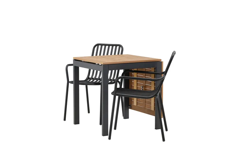 Diego Matgrupp 70 cm + 2 st Peking Karmstolar Svart/Brun - Svart/Brun - Utemöbler - Utegrupp - Matgrupper utomhus