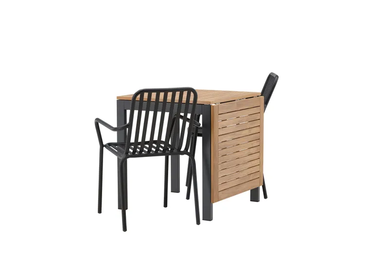 Diego Matgrupp 70 cm + 2 st Peking Karmstolar Svart/Brun - Svart/Brun - Utemöbler - Utegrupp - Matgrupper utomhus