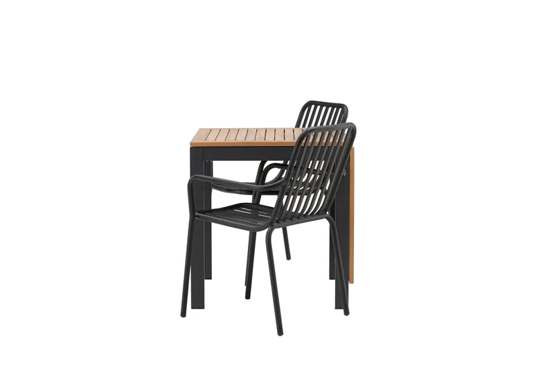 Diego Matgrupp 70 cm + 2 st Peking Karmstolar Svart/Brun - Svart/Brun - Utemöbler - Utegrupp - Matgrupper utomhus