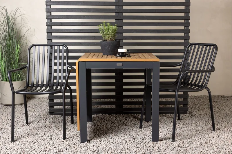 Diego Matgrupp 70 cm + 2 st Peking Karmstolar Svart/Brun - Svart/Brun - Utemöbler - Utegrupp - Matgrupper utomhus