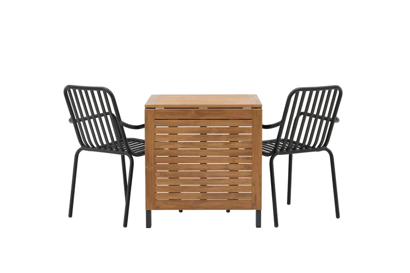 Diego Matgrupp 70 cm + 2 st Peking Karmstolar Svart/Brun - Svart/Brun - Utemöbler - Utegrupp - Matgrupper utomhus