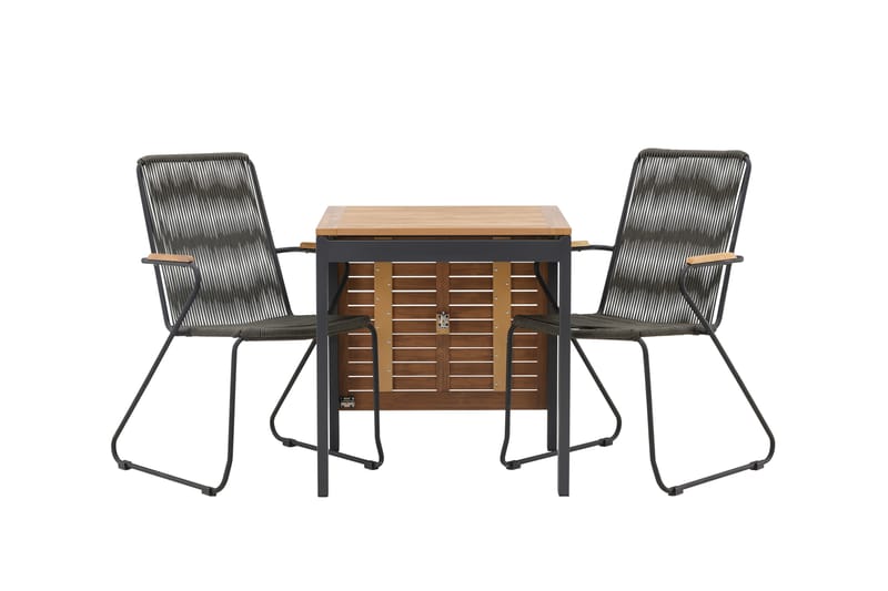 Diego Matgrupp Utomhus 70 cm + 2 st Bois Karmstolar - Svart/Brun - Utemöbler - Utegrupp - Matgrupper utomhus