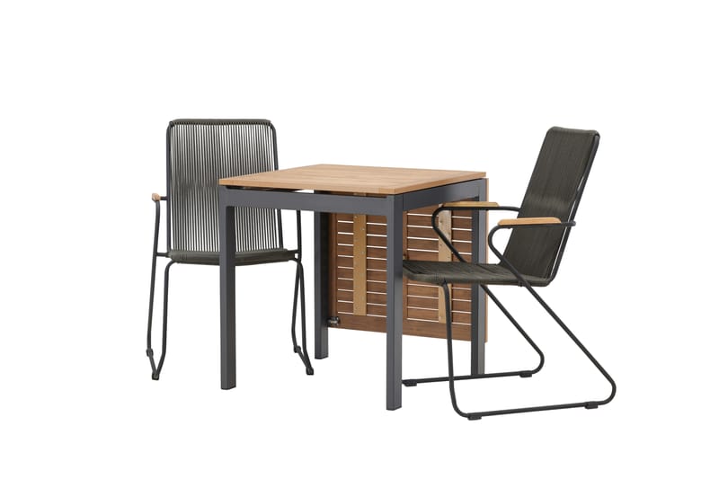 Diego Matgrupp Utomhus 70 cm + 2 st Bois Karmstolar - Svart/Brun - Utemöbler - Utegrupp - Matgrupper utomhus