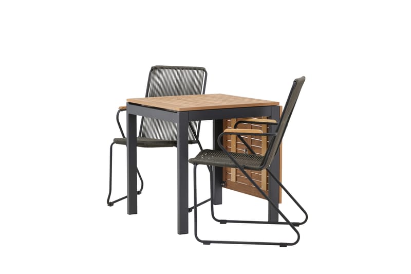 Diego Matgrupp Utomhus 70 cm + 2 st Bois Karmstolar - Svart/Brun - Utemöbler - Utegrupp - Matgrupper utomhus