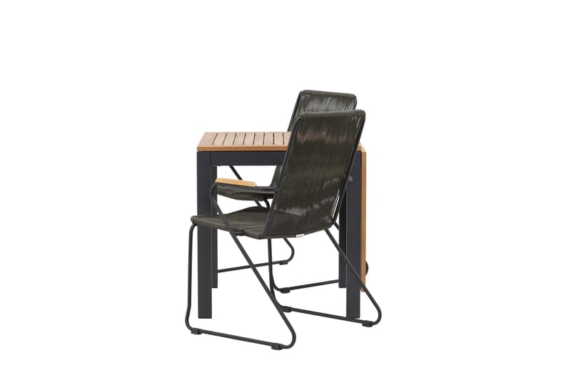 Diego Matgrupp Utomhus 70 cm + 2 st Bois Karmstolar - Svart/Brun - Utemöbler - Utegrupp - Matgrupper utomhus