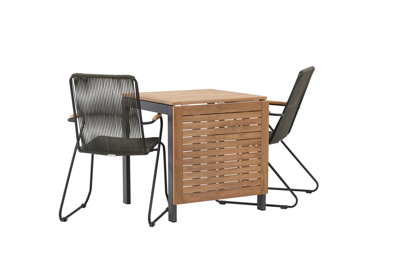 Diego Matgrupp Utomhus 70 cm + 2 st Bois Karmstolar - Svart/Brun - Utemöbler - Utegrupp - Matgrupper utomhus
