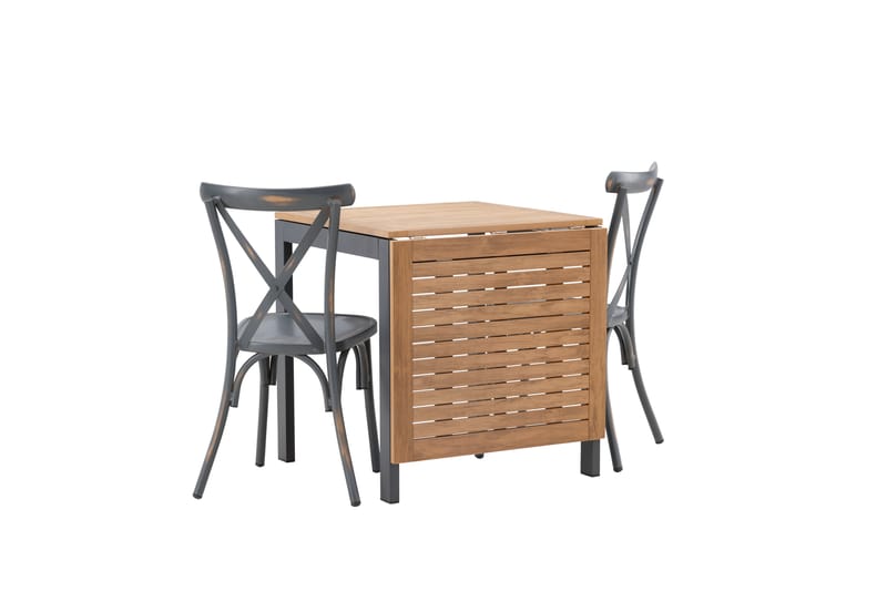 Diego Matgrupp Utomhus 70 cm + 2 st Tablas Matstolar - Brun/Mörkgrå - Utemöbler - Utegrupp - Matgrupper utomhus